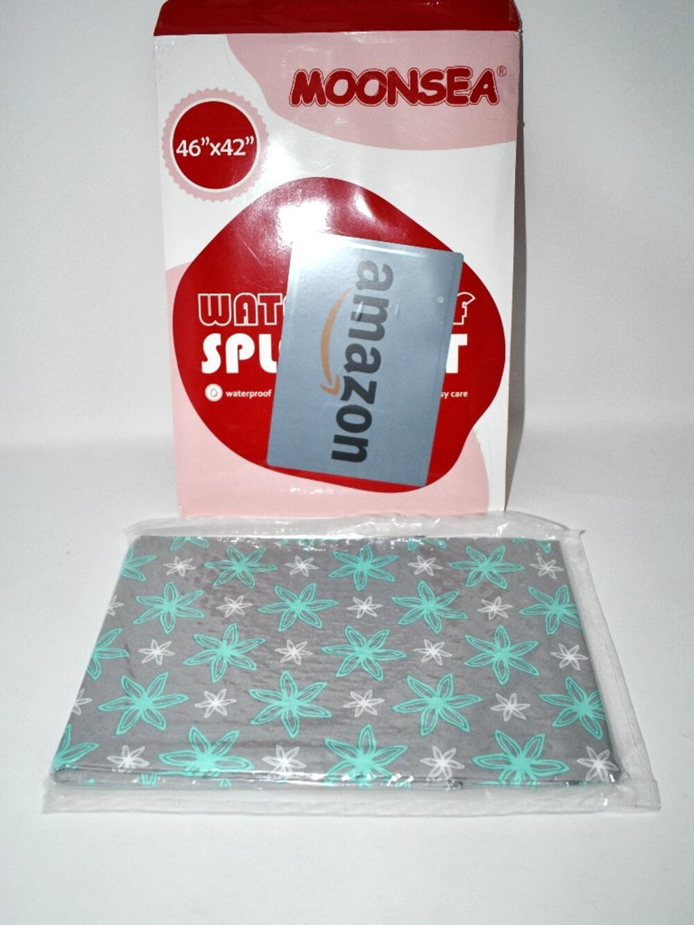 Moonsea Splat Mat Under High Chair, 42x46, Green Flower, Waterproof, Washable, N